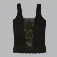 USA Made Ooh la la Square Neck Tank with Lace Overlay and Ruffled Trim