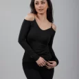 USA Made Ooh la la Women’s Knit Long Sleeve Off the Shoulder with Chaine Trim