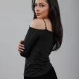 USA Made Ooh la la Women’s Knit Long Sleeve Off the Shoulder with Chaine Trim