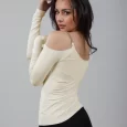 USA Made Ooh la la Women’s Knit Long Sleeve Off the Shoulder with Chaine Trim