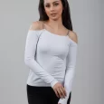 USA Made Ooh la la Women’s Knit Long Sleeve Off the Shoulder with Chaine Trim