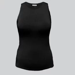USA Made Ooh la la Women's Knit Sleeveless Crew Neck Tank Top w Cut in Shoulders