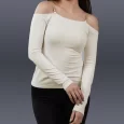 USA Made Ooh la la Women’s Knit Long Sleeve Off the Shoulder with Chaine Trim