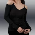 USA Made Ooh la la Women’s Knit Long Sleeve Off the Shoulder with Chaine Trim