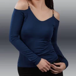 USA Made Ooh la la Women's Knit Long Sleeve Off the Shoulder with Chaine Trim